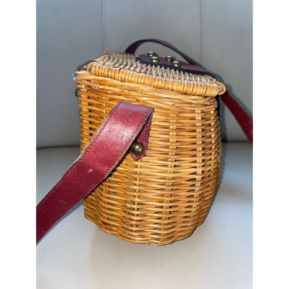 Vintage Etienne Aigner Wicker Fishing Creel Style 1950s–1960s MCM Purse - READ - Picture 10 of 16